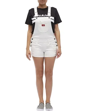 Dickies Girls 3" Hem Roll Shortalls - White