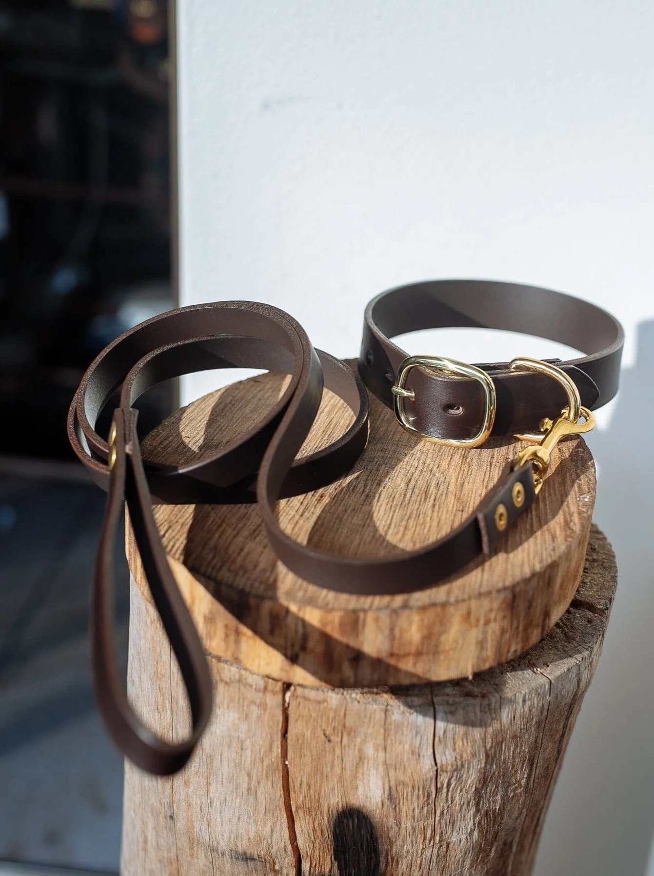 Dog Collar & Leash Set - 32mm Wide - Dark Brown