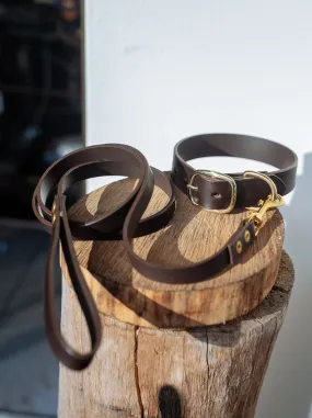 Dog Collar & Leash Set - 32mm Wide - Dark Brown