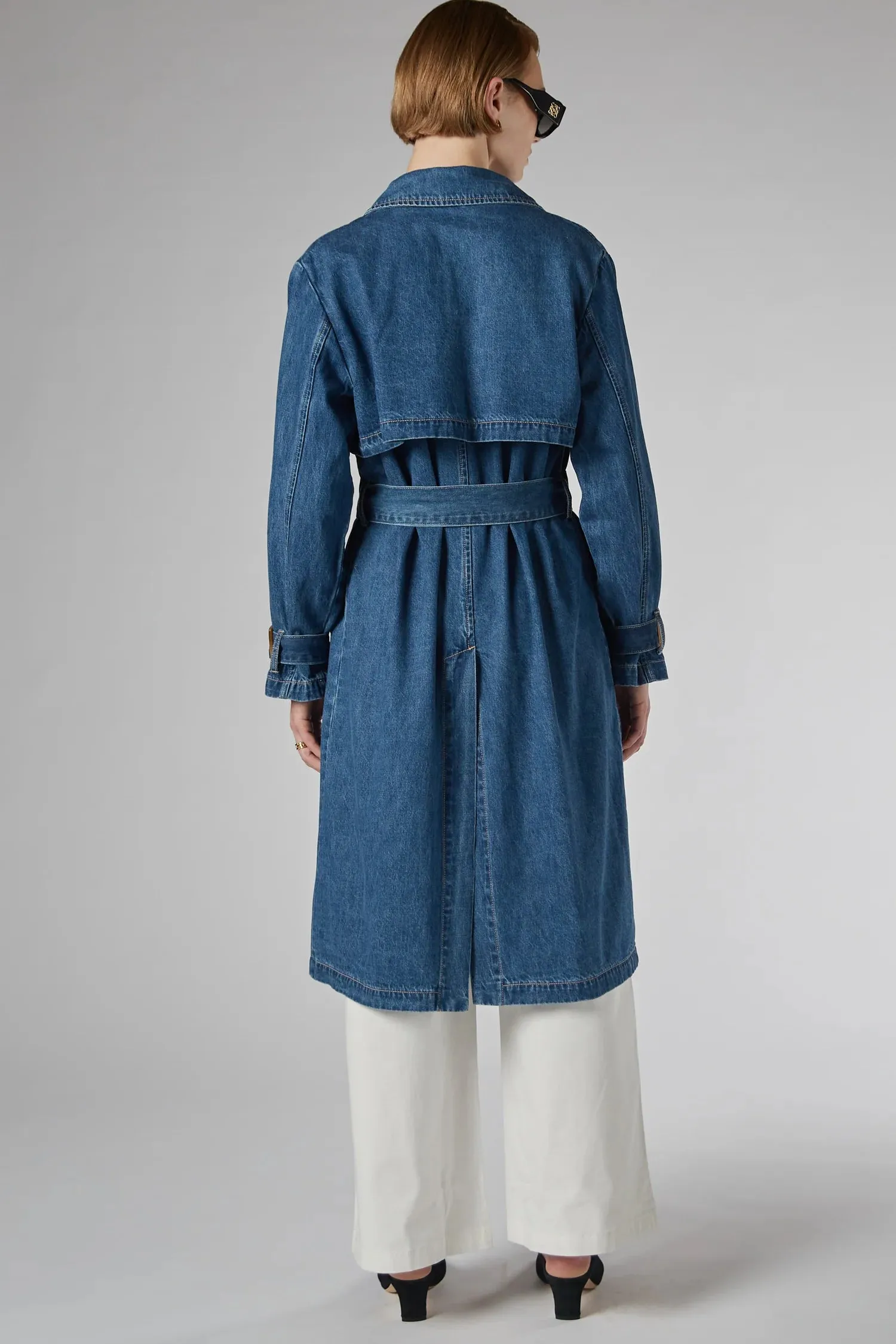 Dricoper Reya Denim Trench Coat Dark Indigo DD3245