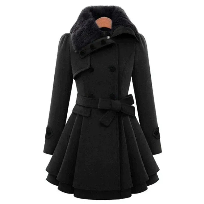 Elara - Elegant Trench Coat with Faux Fur