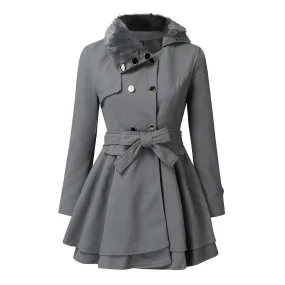 Elara - Elegant Trench Coat with Faux Fur