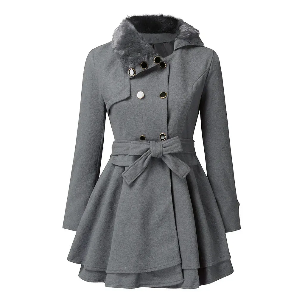 Elara - Elegant Trench Coat with Faux Fur
