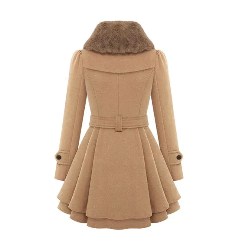 Elara - Elegant Trench Coat with Faux Fur