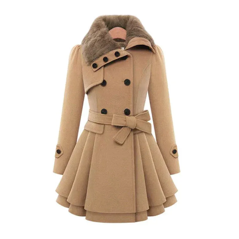 Elara - Elegant Trench Coat with Faux Fur