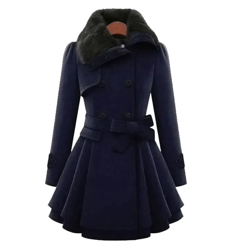 Elara - Elegant Trench Coat with Faux Fur
