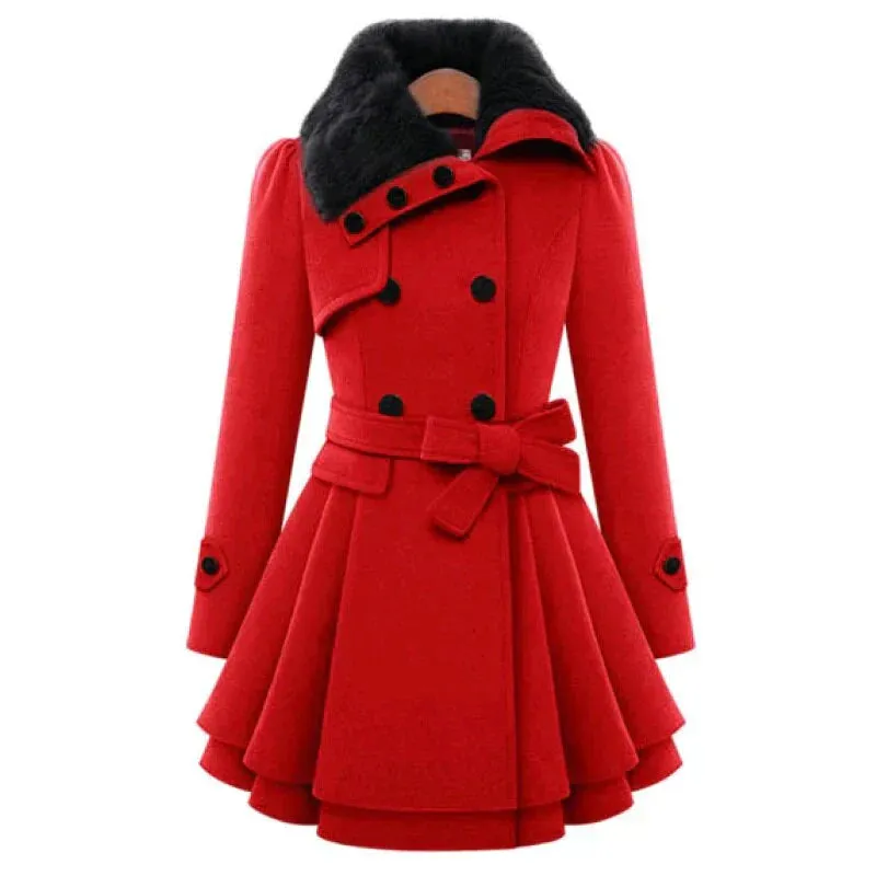 Elara - Elegant Trench Coat with Faux Fur