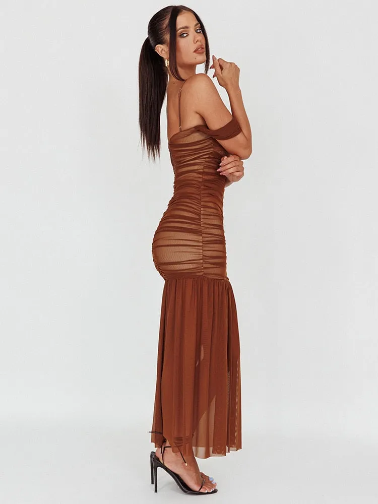 Elegant Two Layer Maxi Strapless Bodycon Dress