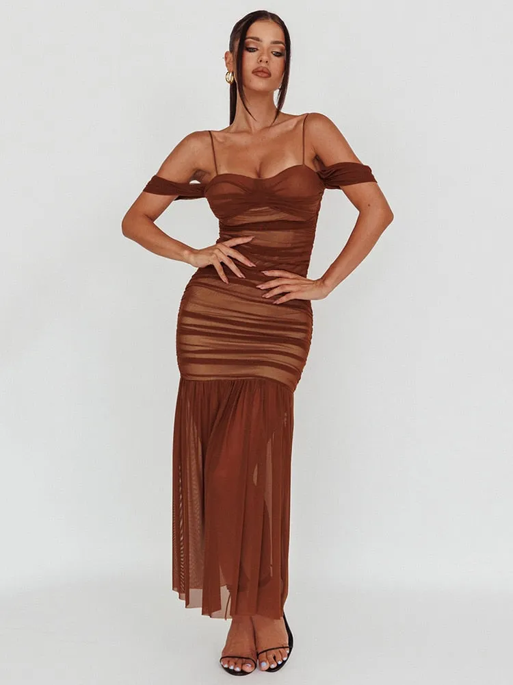 Elegant Two Layer Maxi Strapless Bodycon Dress