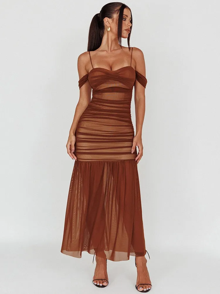 Elegant Two Layer Maxi Strapless Bodycon Dress