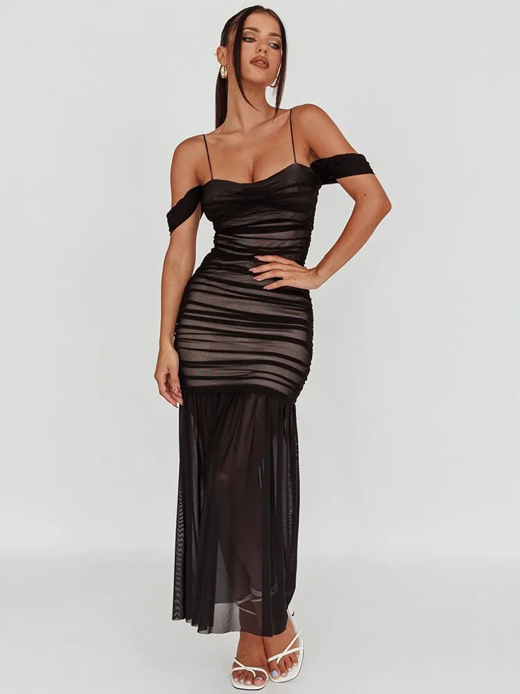 Elegant Two Layer Maxi Strapless Bodycon Dress