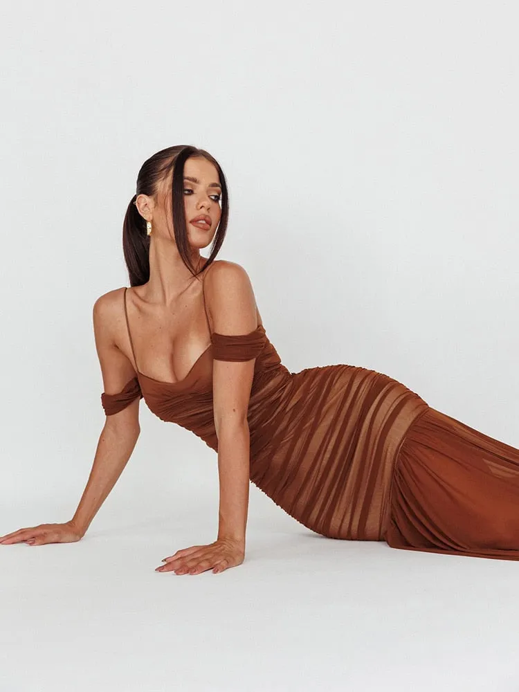 Elegant Two Layer Maxi Strapless Bodycon Dress