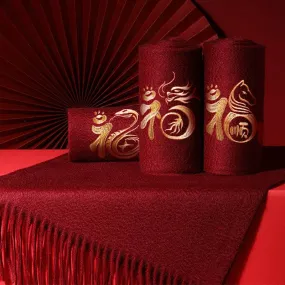 Embroidery Custom Zodiac 100% Cashmere Winter Red Scarf 180x30 cm