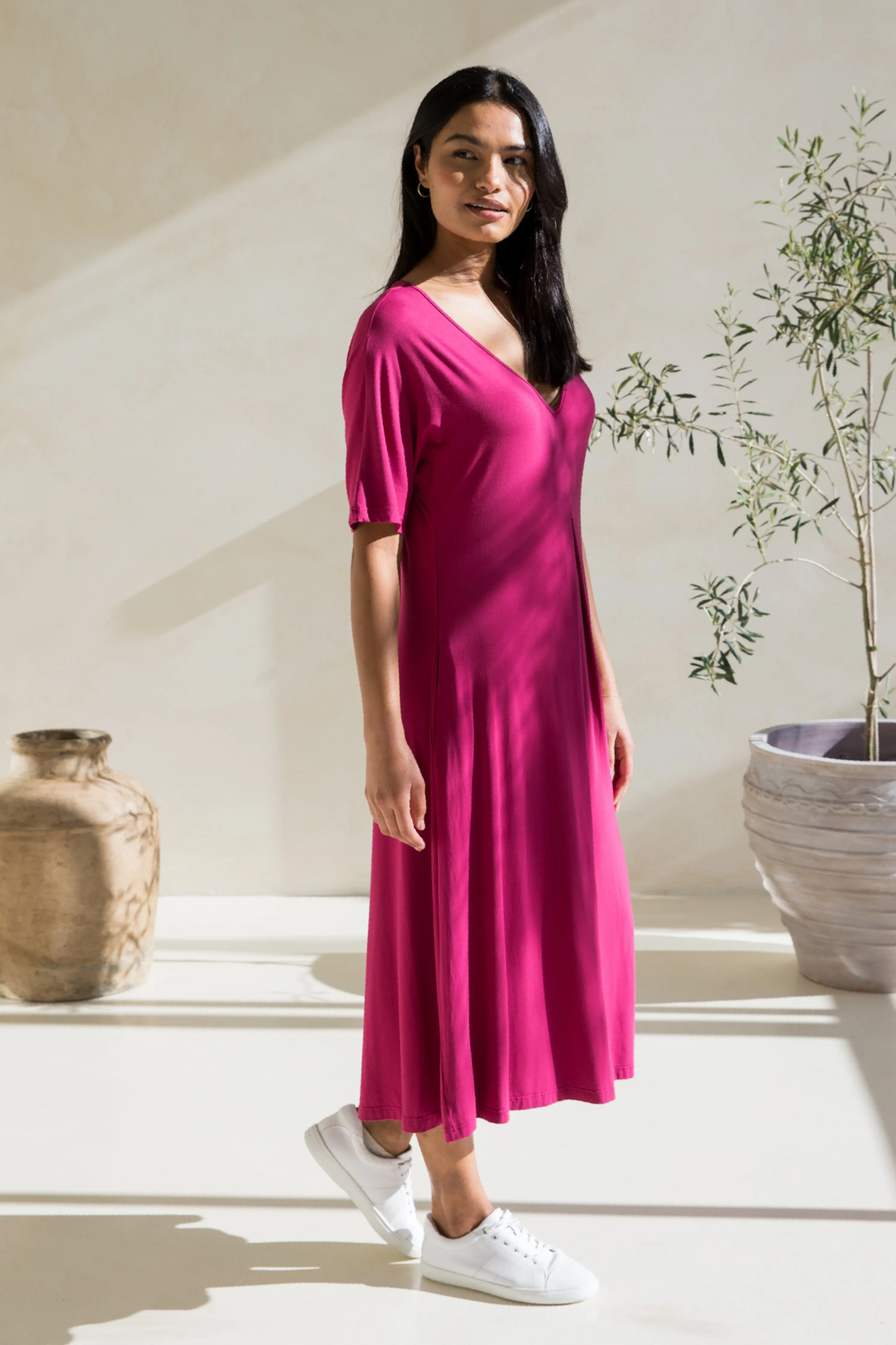 Erika Dress in Soft Maroon