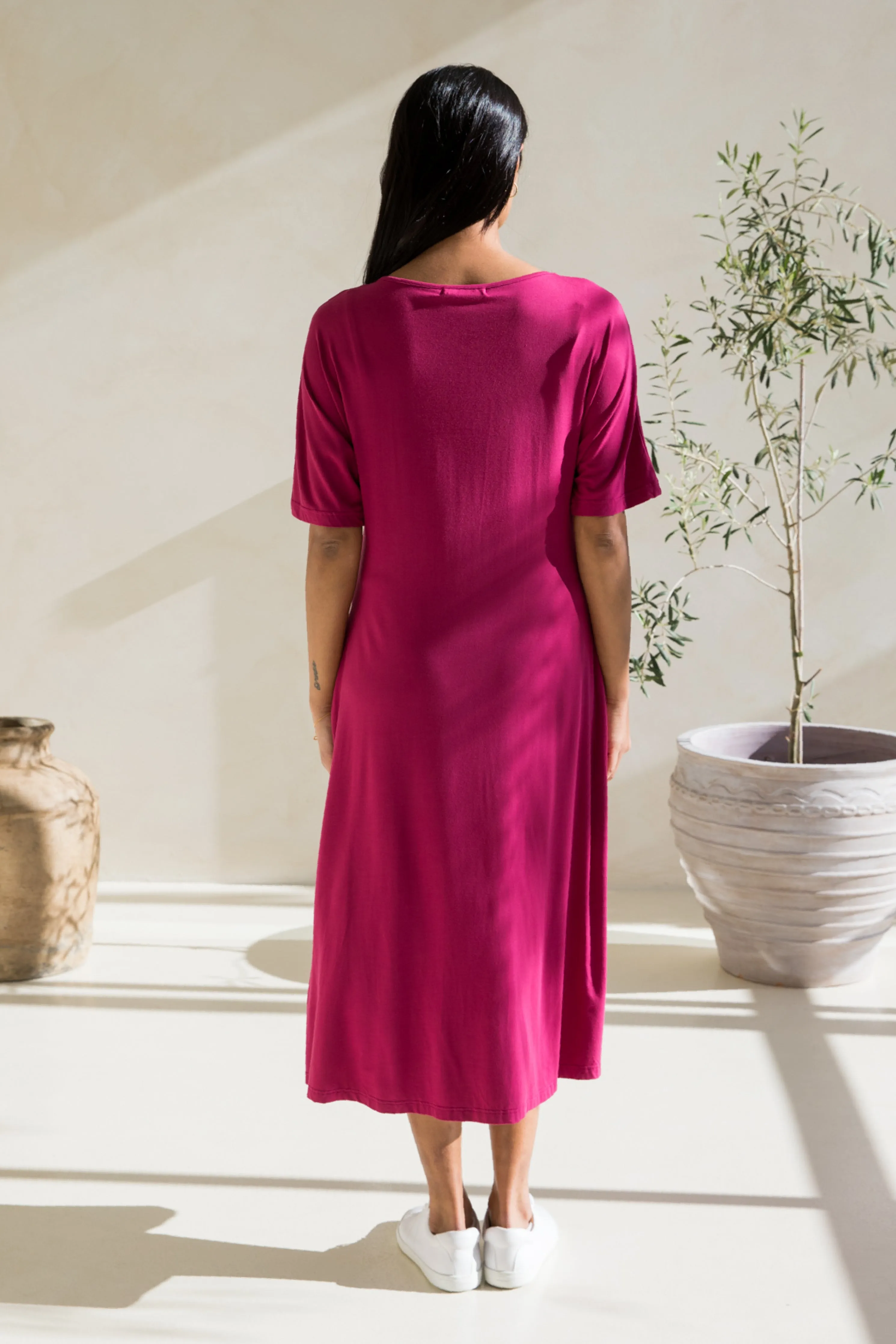 Erika Dress in Soft Maroon
