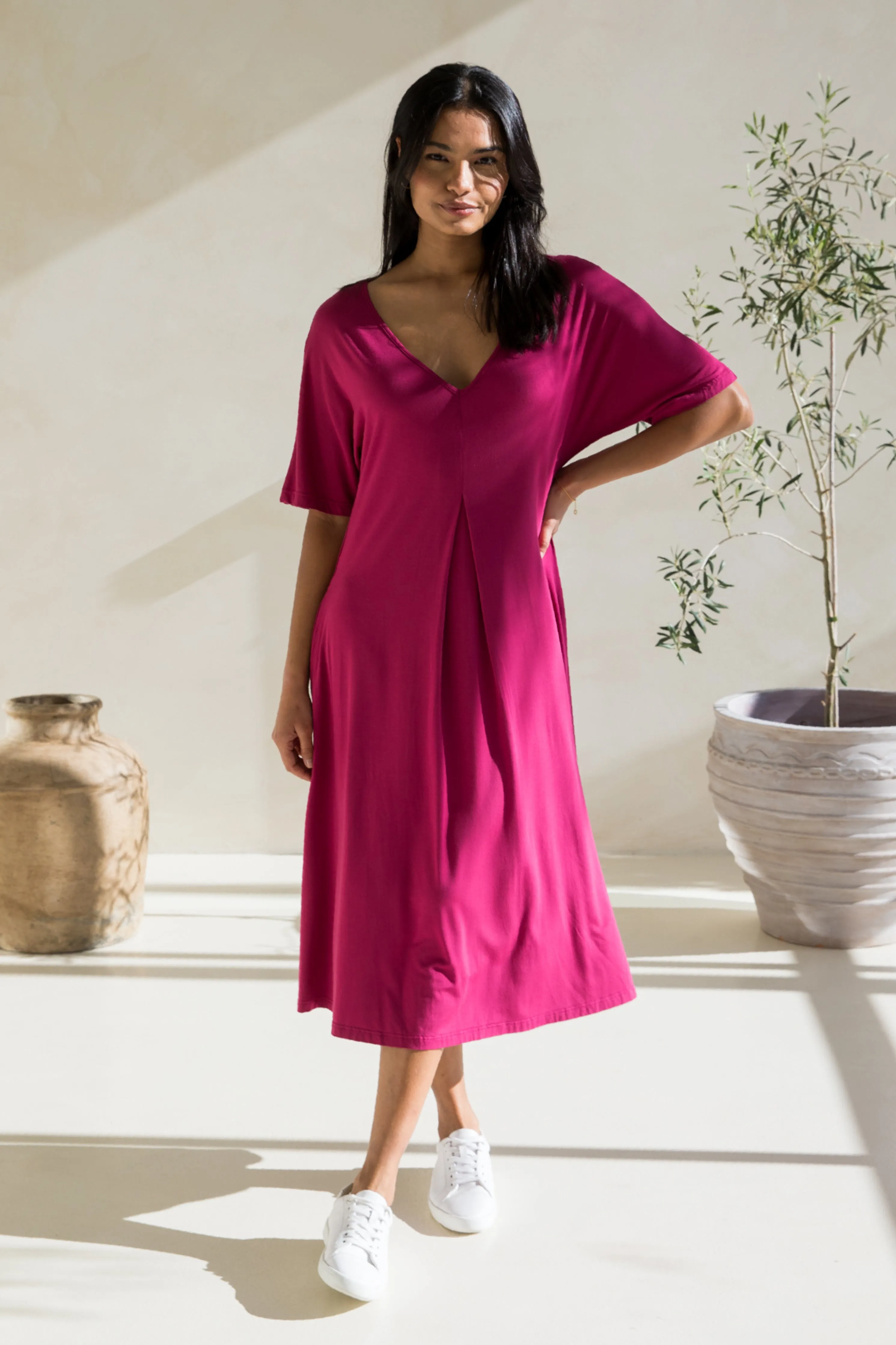 Erika Dress in Soft Maroon