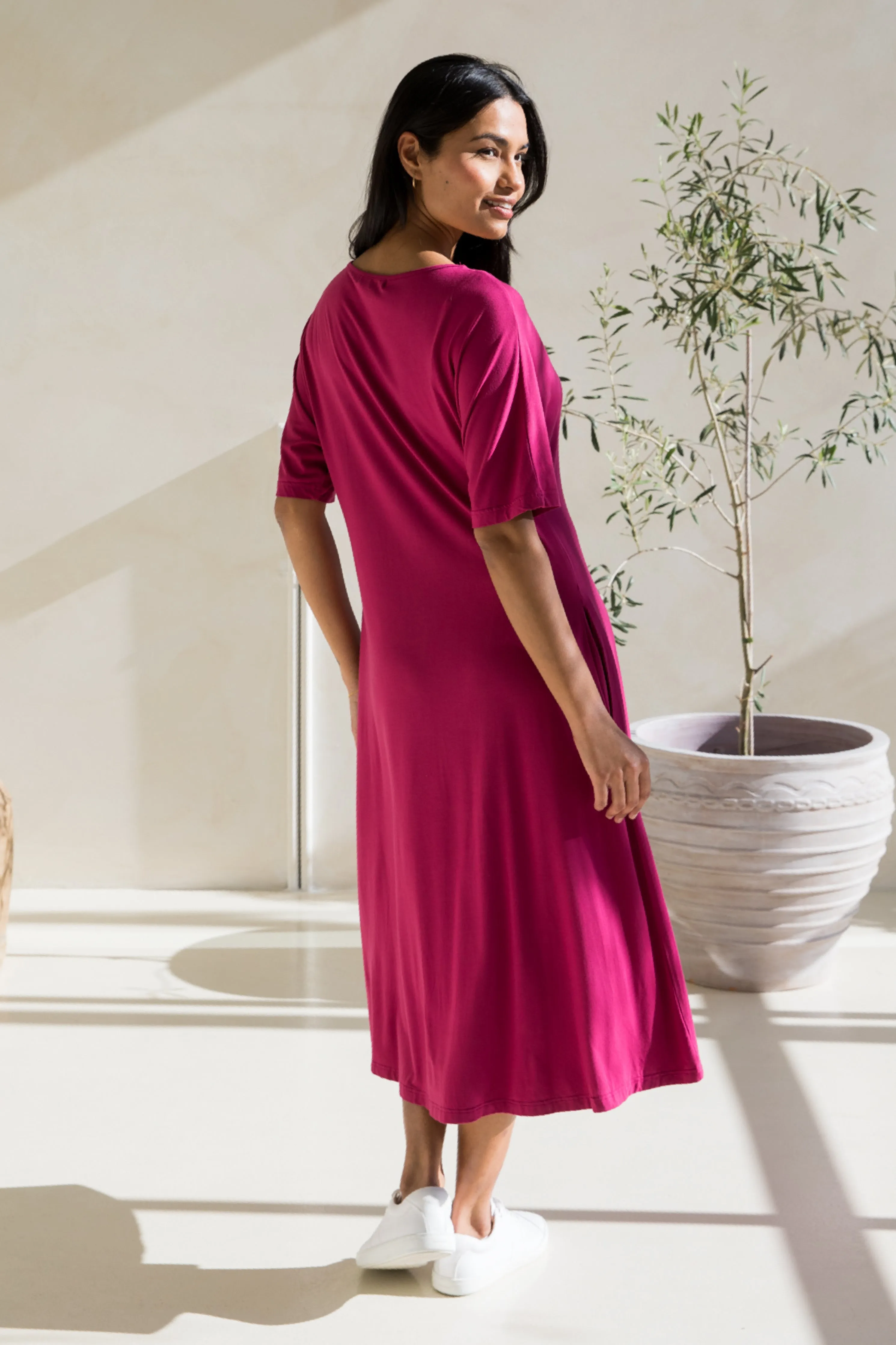 Erika Dress in Soft Maroon