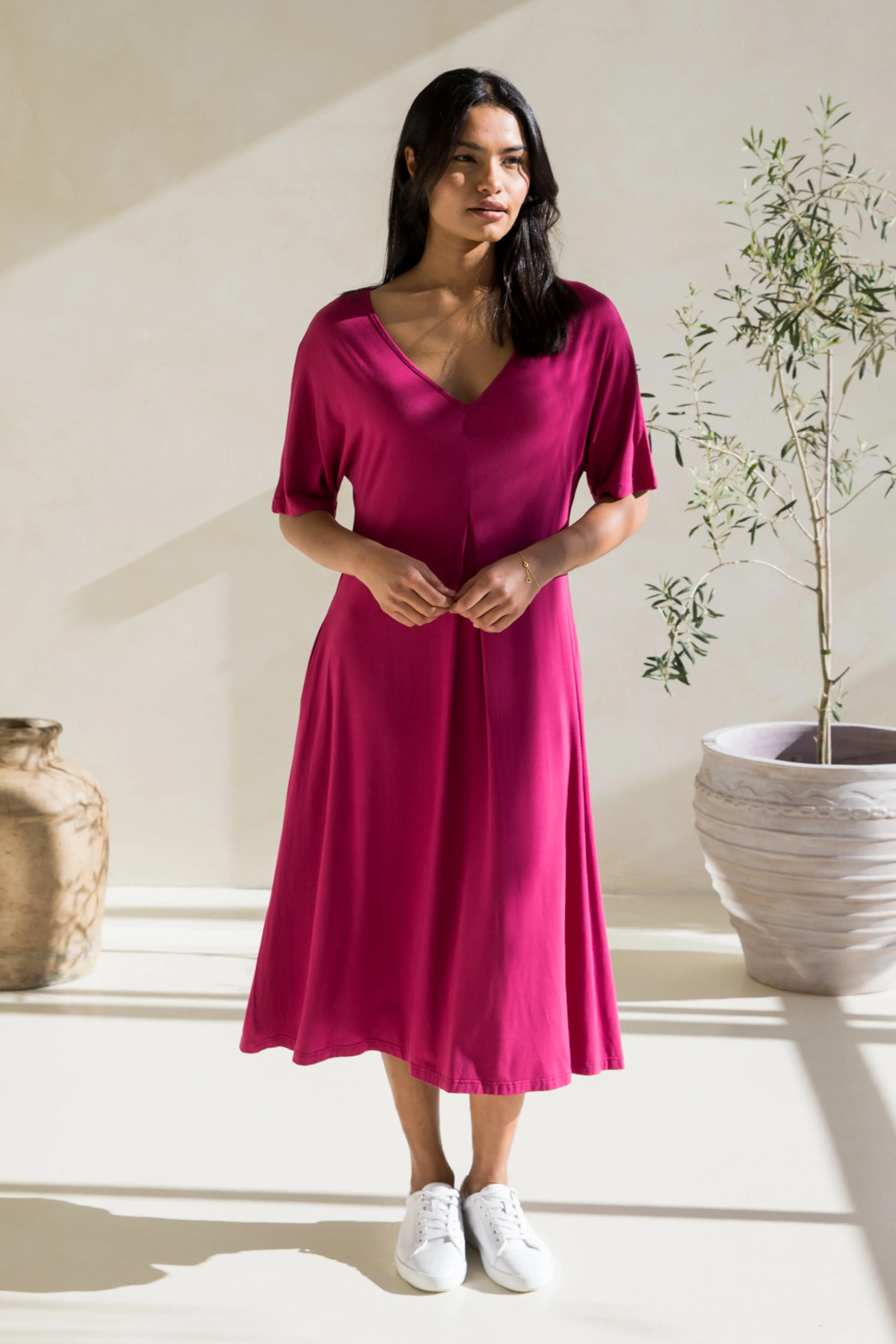 Erika Dress in Soft Maroon