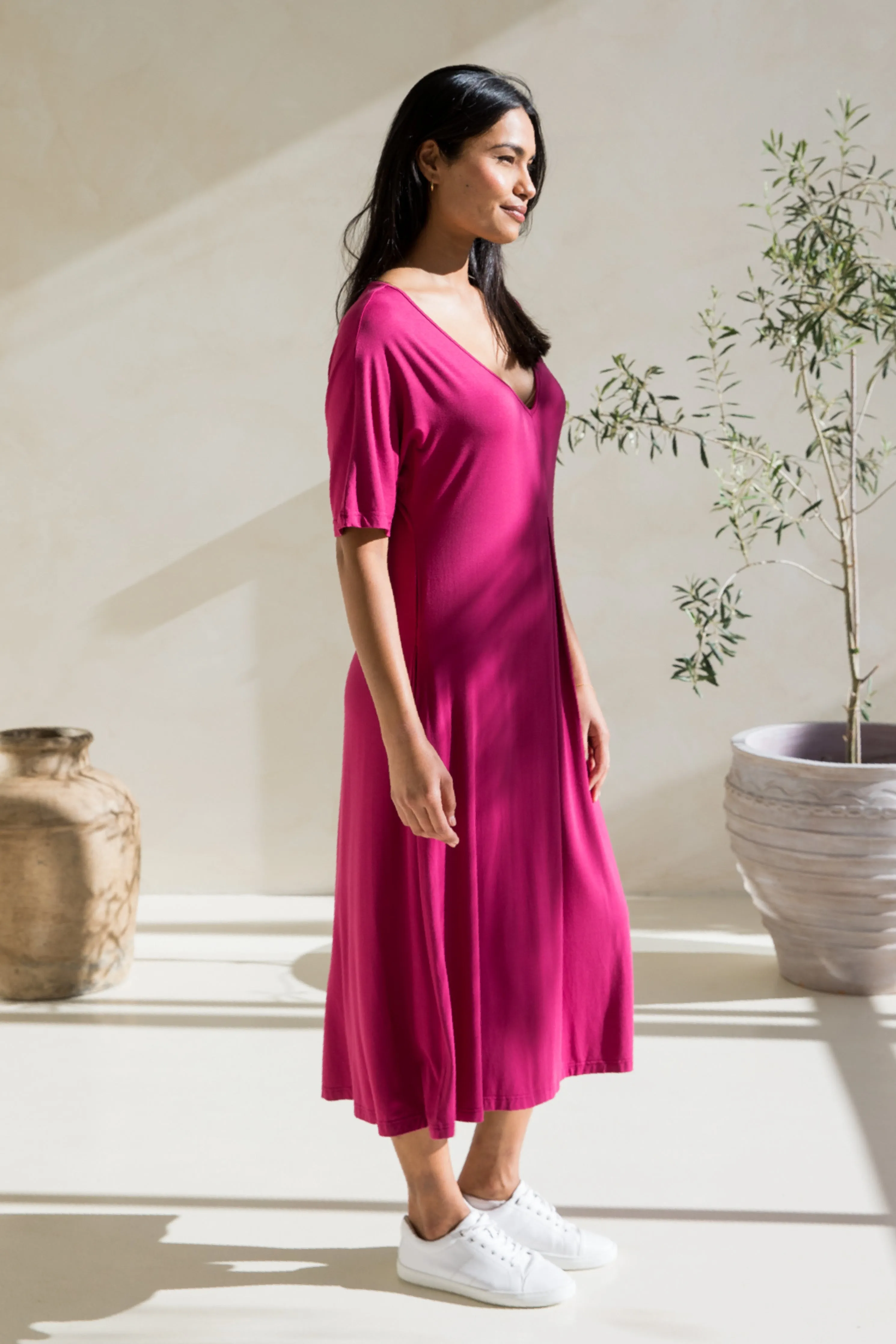 Erika Dress in Soft Maroon