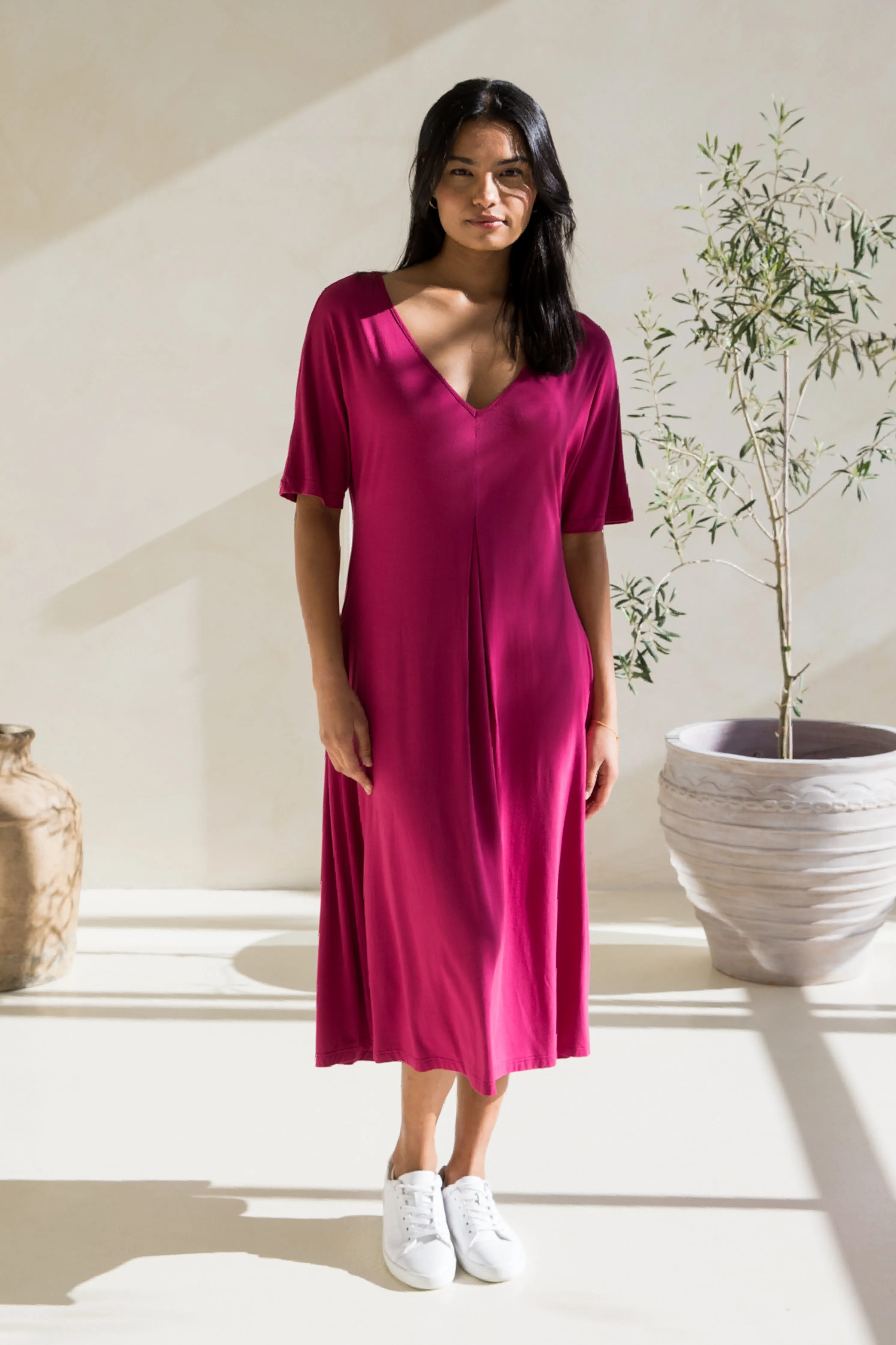 Erika Dress in Soft Maroon