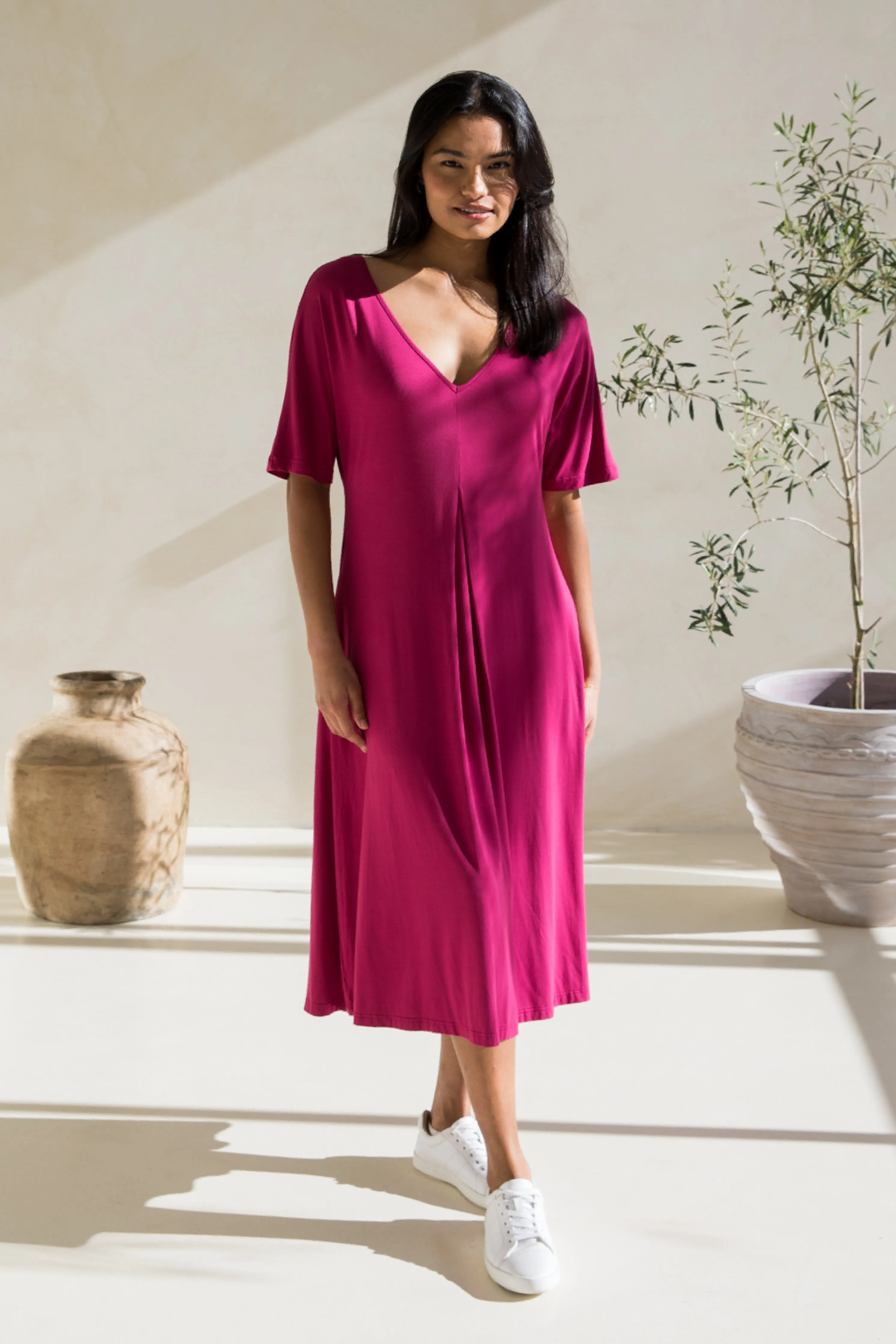 Erika Dress in Soft Maroon