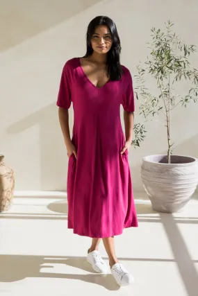 Erika Dress | Soft Maroon