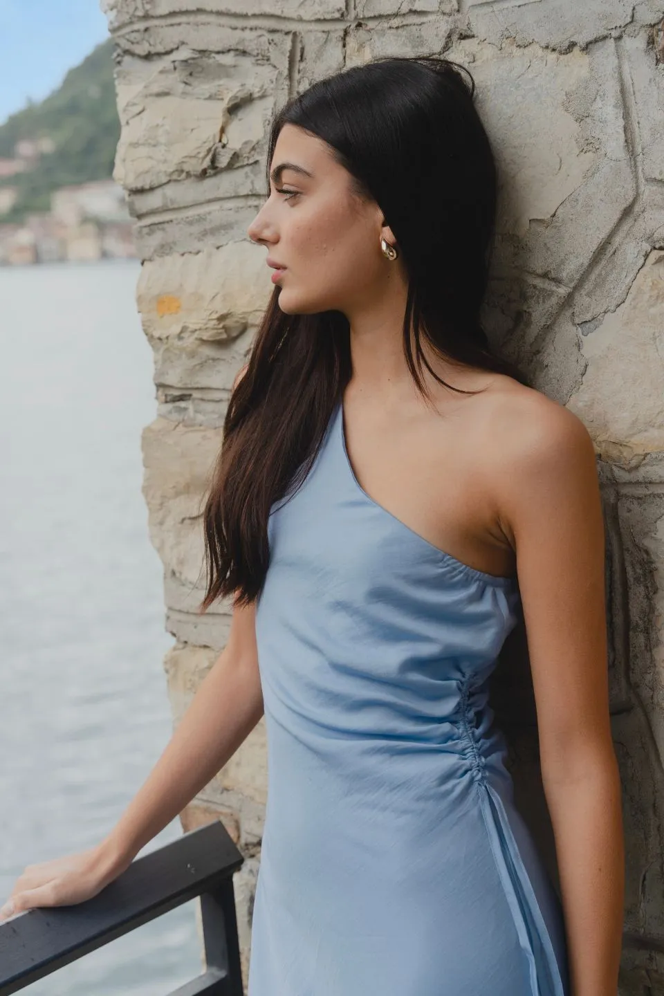 Fantasy Powder Blue One Shoulder Midi Dress