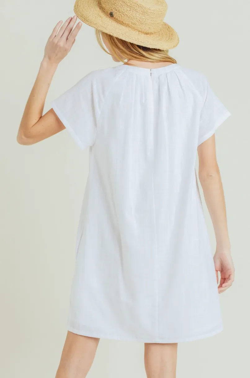 FINAL SALE Oceanside White Cotton Shift Dress
