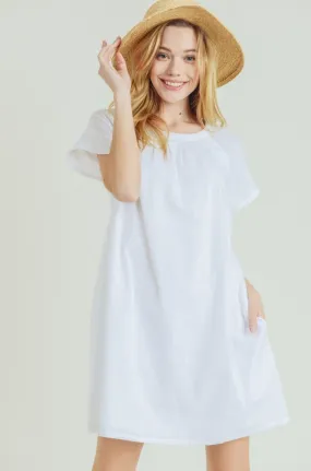 FINAL SALE Oceanside White Cotton Shift Dress