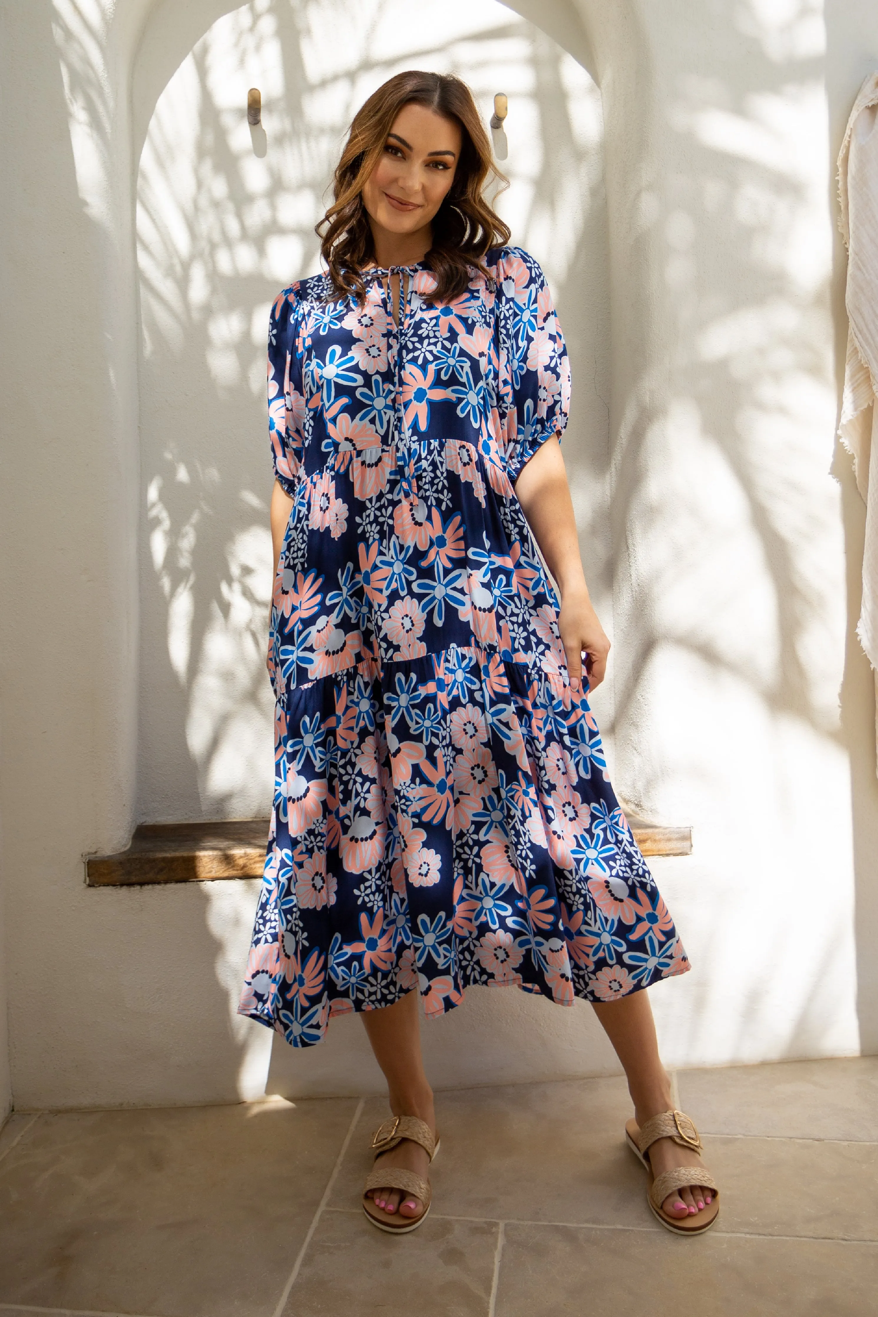 FINAL SALE Roamer Midi Dress in Floral Harvest