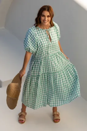 FINAL SALE Roamer Midi Dress in Haze Gingham