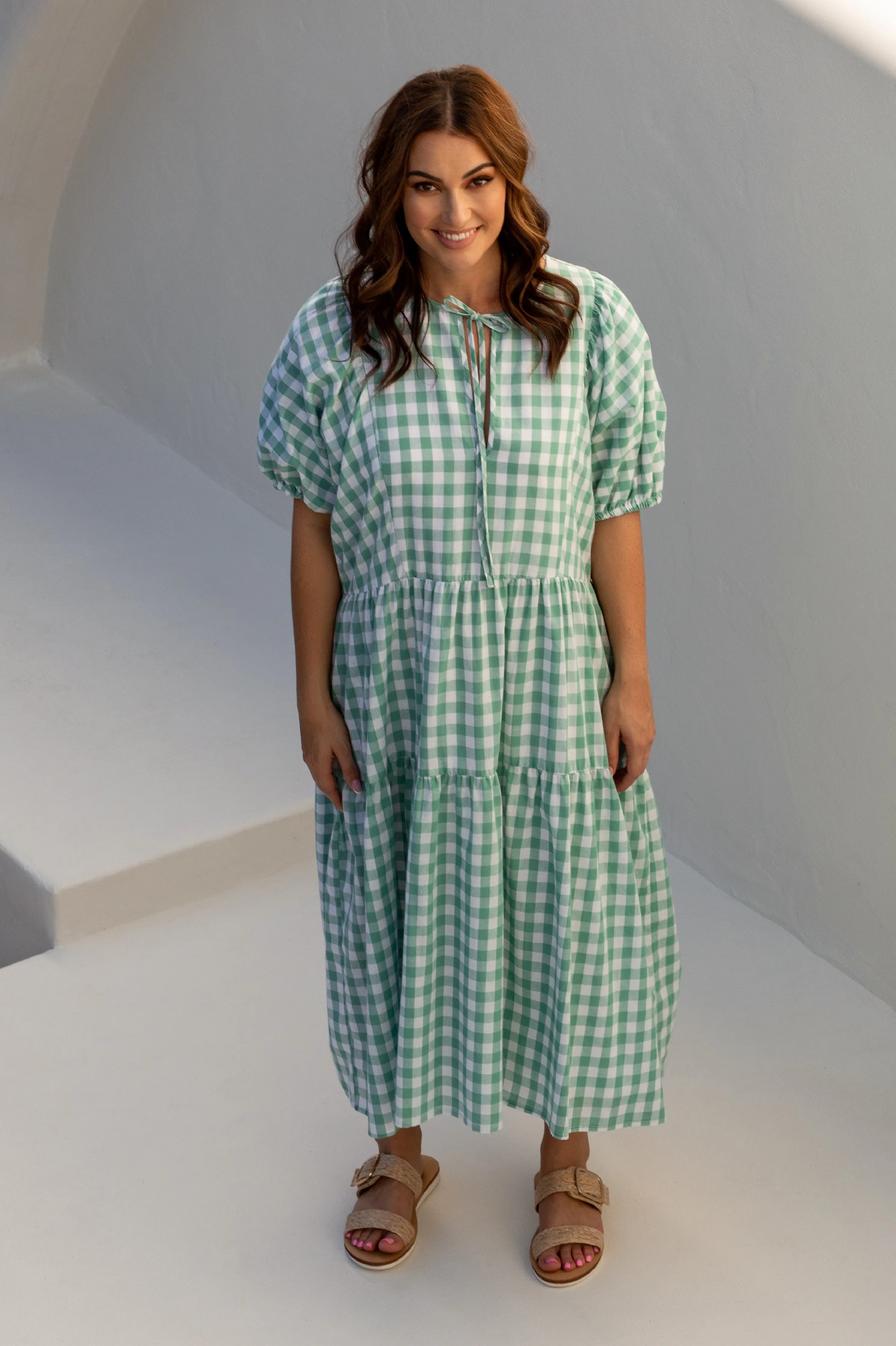 FINAL SALE Roamer Midi Dress in Haze Gingham