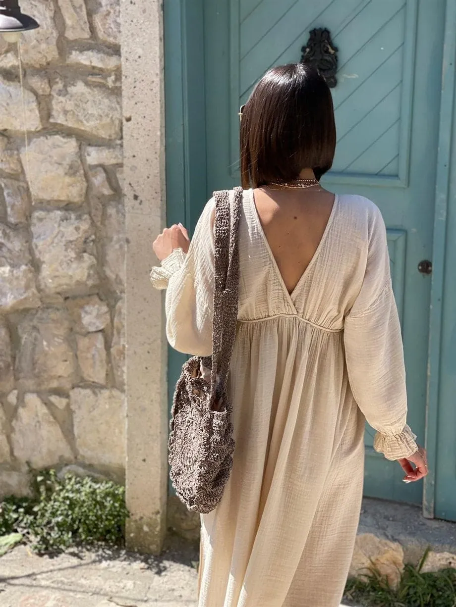 Flowing Organic Cotton Long Sleeve Summer Dress