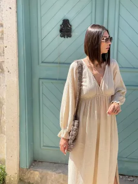 Flowing Organic Cotton Long Sleeve Summer Dress
