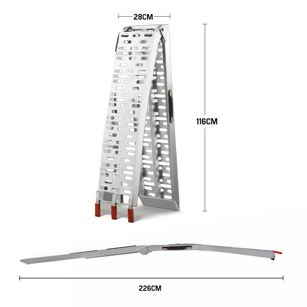 Foldable 2.3m Aluminium Loading Ramps, 680kg, Bullet Pro