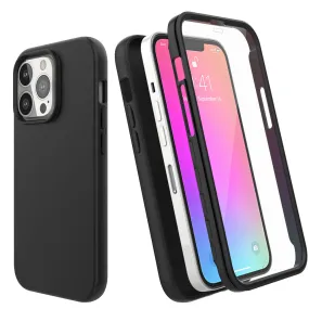 For Apple iPhone 12 Pro Case with Built-in Screen Protector,Rugged PC Front Cover   Soft TPU Non-Slip Cover, Shockproof Full-Body Protective Case Cover - Black