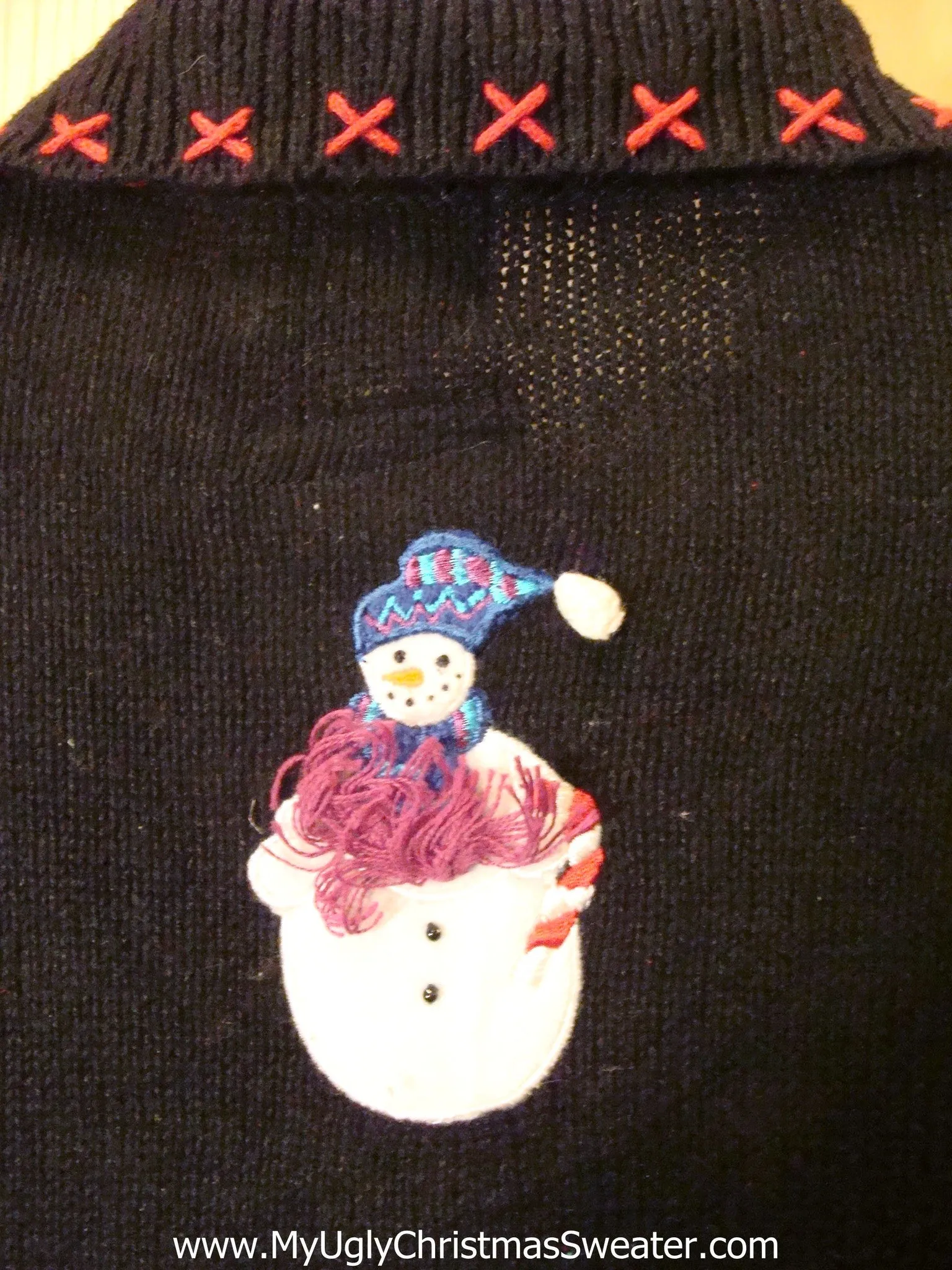 Funny Christmas Sweater with Lights Snowmen Friends