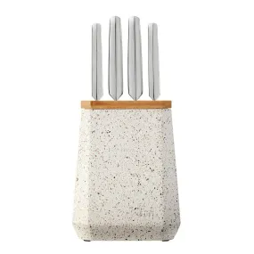 Furi Stone Knife Block Set Sepia Terazzo 5 Piece