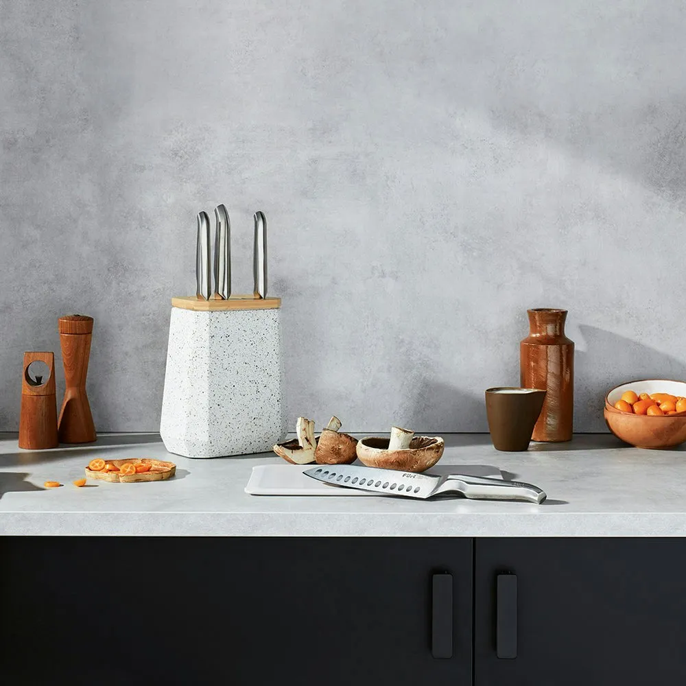 Furi Stone Knife Block Set Sepia Terazzo 5 Piece