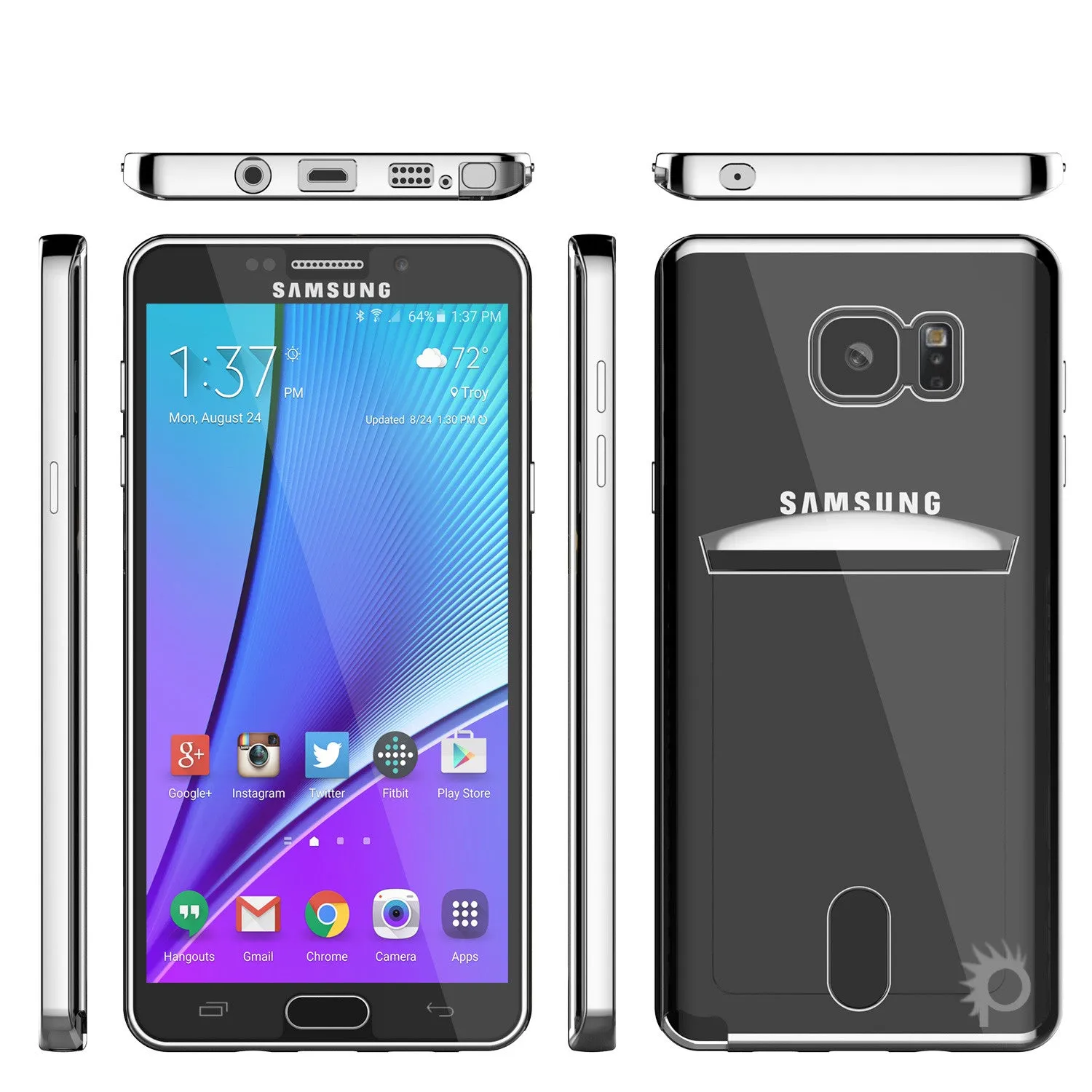 Galaxy Note 5 Case, PUNKCASE® LUCID Silver Series | Card Slot | SHIELD Screen Protector | Ultra fit
