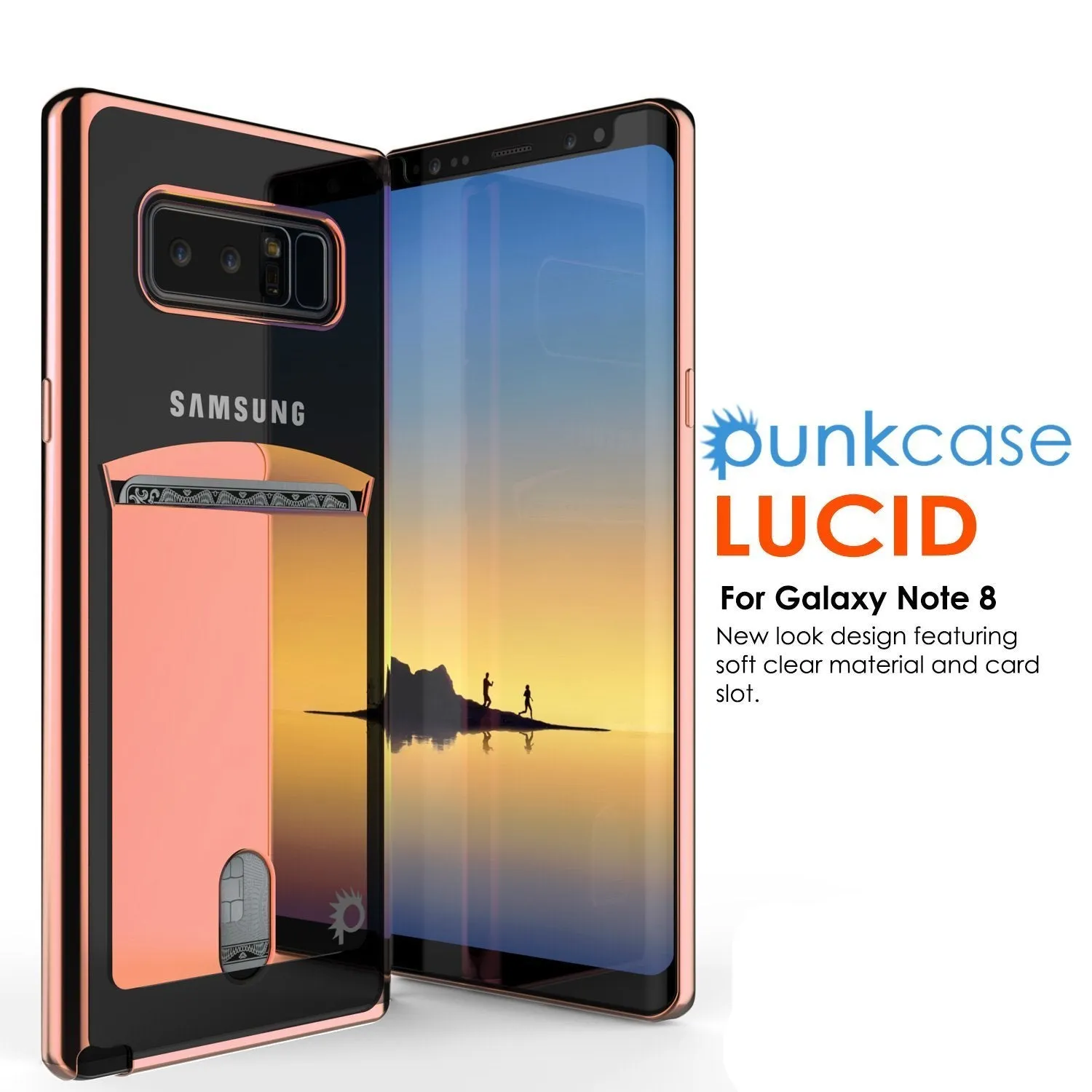Galaxy Note 8 Case, PUNKCASE® LUCID Rose Gold Series | Card Slot | SHIELD Screen Protector