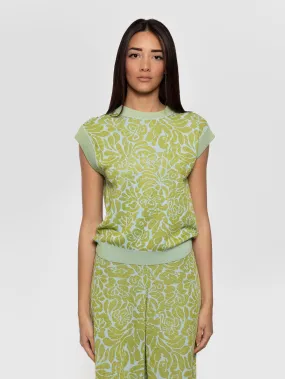 Gilet Jacquard in Lurex Verde/Azzurro