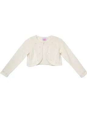 Girls Multi Color Pearl Beaded Soft Hook Closure Sweater 2-14