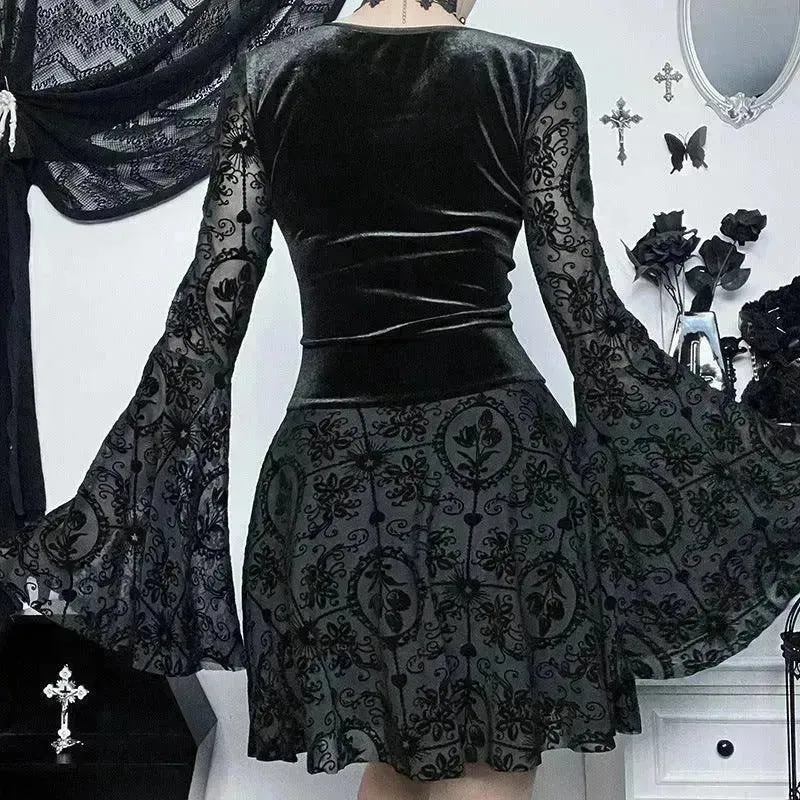 Gothic Vintage Fashion Elegant Classy Retro Mini Black Dress