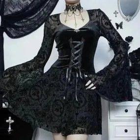 Gothic Vintage Fashion Elegant Classy Retro Mini Black Dress