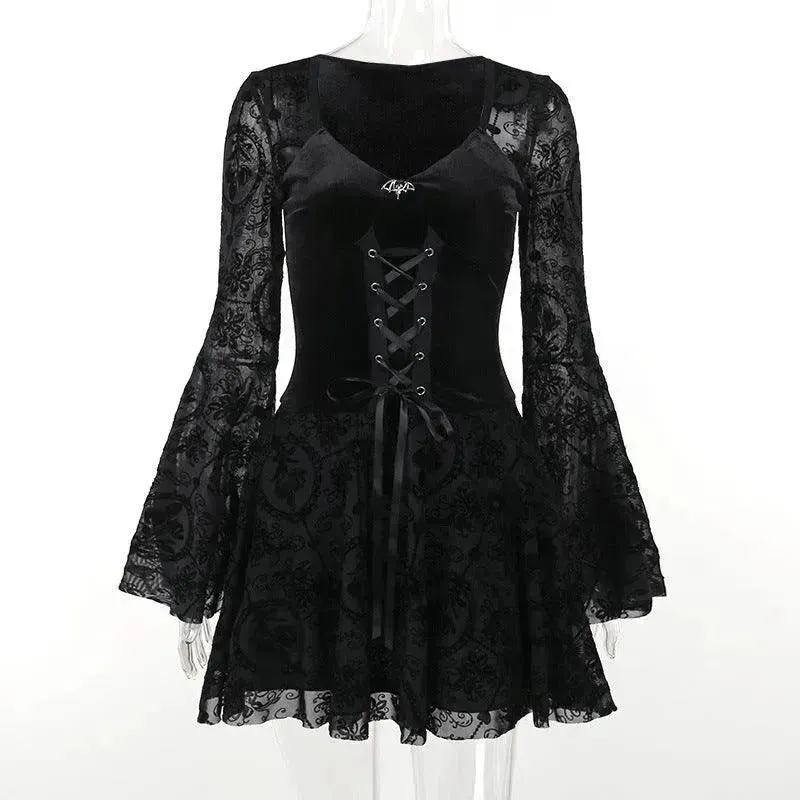 Gothic Vintage Fashion Elegant Classy Retro Mini Black Dress