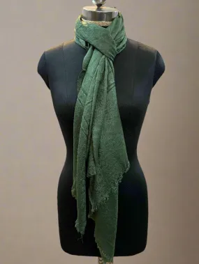 Green Self-Weave Luxurious Pure Pashmina Scarf