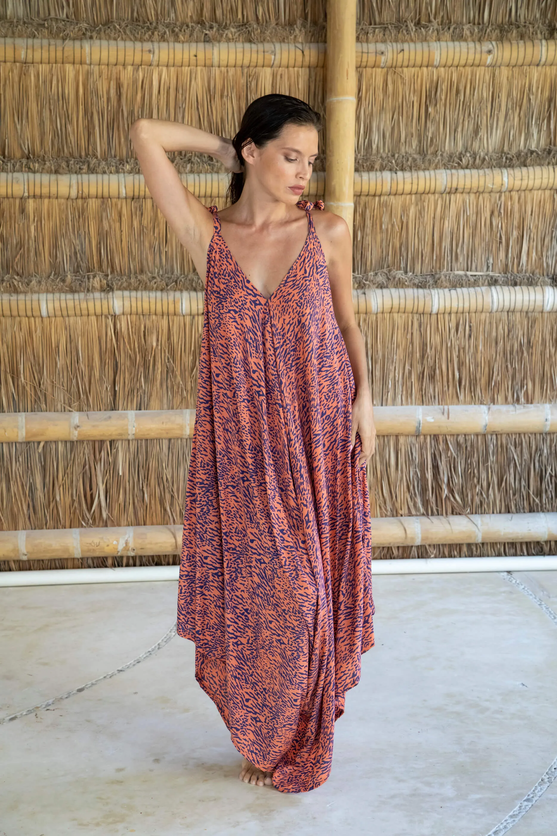 Gypsy Jumpsuit in Premium Madagascar Orange Navy