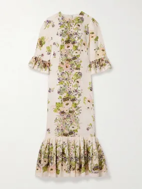 Halliday ruffled floral-print linen midi dress