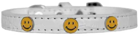 Happy Face Widget Croc Dog Collar White Size 20